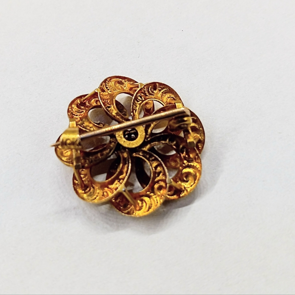 10k Ruby Tiny Button Pin Art Deco - image 5